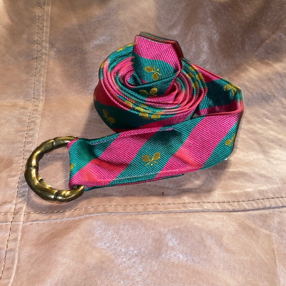 J.Crew Pink and Green Tennis Pattern Belt